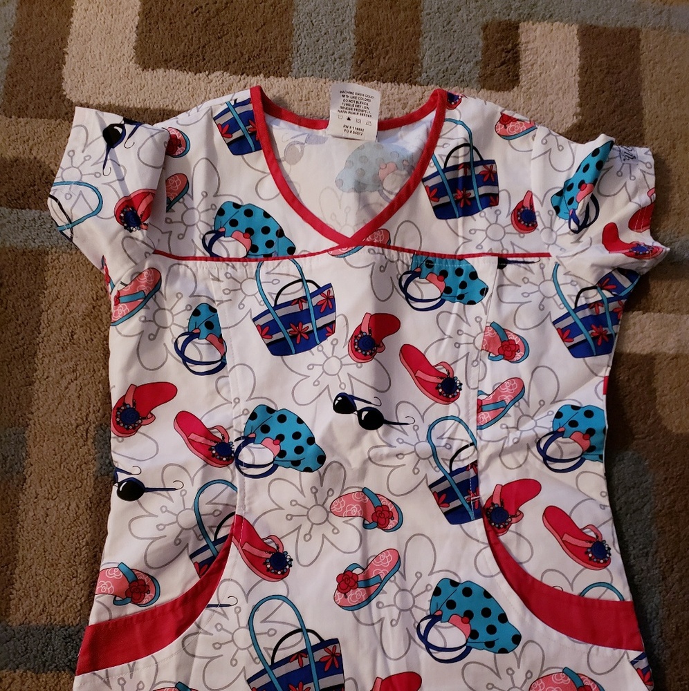 White Beach Party Scrub Top